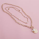 Baroque Pearl Coin Pendant Choker Necklace