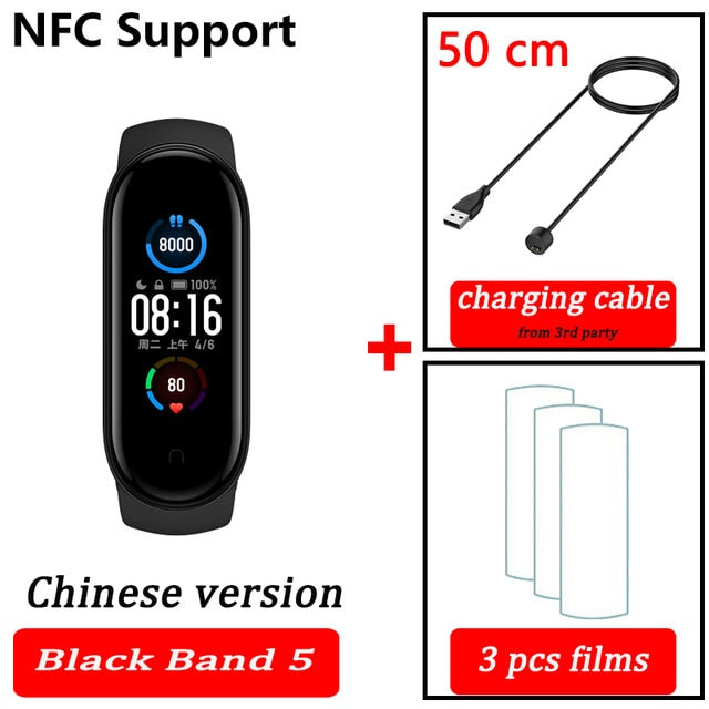Xiaomi Mi Band 5 Smart Bracelet 4 Color AMOLED Screen Miband 5 Smartband Fitness Traker Bluetooth Sport Waterproof Smart Band