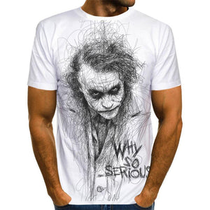 The white Joker 3D Printed T Shirt