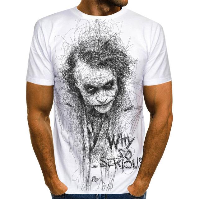 The white Joker 3D Printed T Shirt