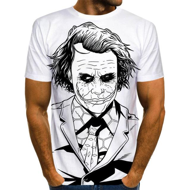 The white Joker 3D Printed T Shirt