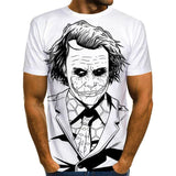 The white Joker 3D Printed T Shirt