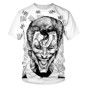 The white Joker 3D Printed T Shirt