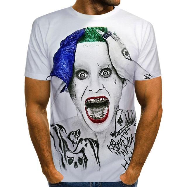 The white Joker 3D Printed T Shirt