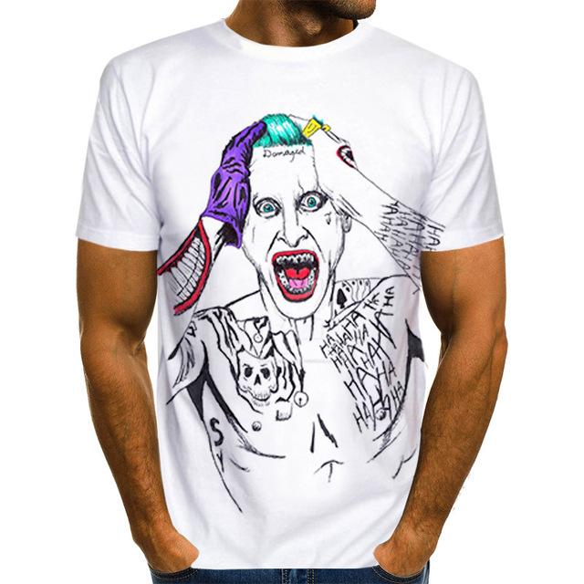 The white Joker 3D Printed T Shirt