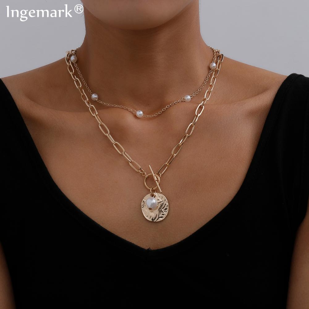 Baroque Pearl Coin Pendant Choker Necklace