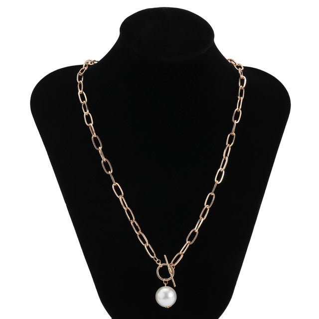 Baroque Pearl Coin Pendant Choker Necklace