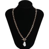 Baroque Pearl Coin Pendant Choker Necklace