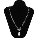 Baroque Pearl Coin Pendant Choker Necklace