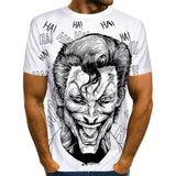 The white Joker 3D Printed T Shirt